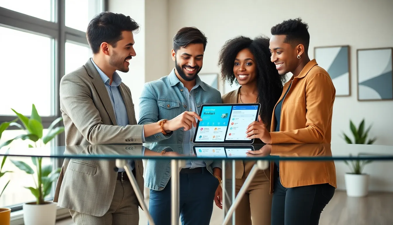 millennials discussing finance options in a modern office.